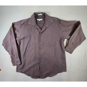 Pronto Uomo Mens Dress Shirt XL Brownish Red Striped Long Sleeve